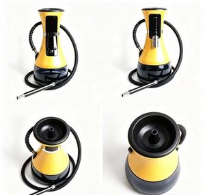 Kit de chicha électrique portable avec base en verre jaune et noir pour la maison et le salon - Product Image 4