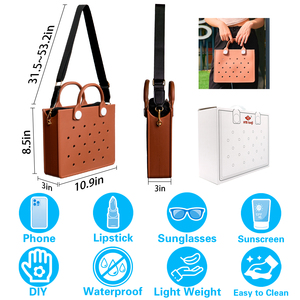 Bolsos <span class=keywords><strong>de</strong></span> mano <span class=keywords><strong>de</strong></span> EVA impermeables <span class=keywords><strong>de</strong></span> nuevo diseño al por mayor, bolsos tote perforados DIY coloridos con correa para el hombro para mujer, a granel - Product Image 2
