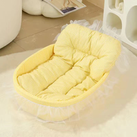 Coussin pour chien moderne, amovible, lavable et respirant, avec dentelle et volants, matelas de sommeil doux et rembourré pour toutes les saisons, pour petits et moyens animaux
