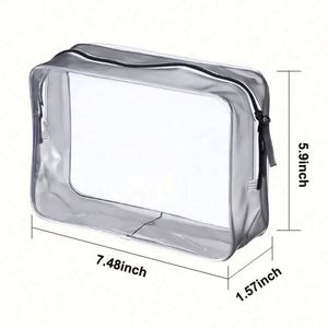 Personalized Logo Women Transparent Clear Pouches PVC <b>Toiletry</b> Makeup Cosmetic <b>Bag</b> With Zipper - Product Image 2