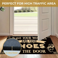 Tapis de bienvenue amusant Kongyu Home Textiles, laissez vos soucis derrière vous, noir et or, antidérapant, tapis d'entrée vintage, décoration intérieure et extérieure