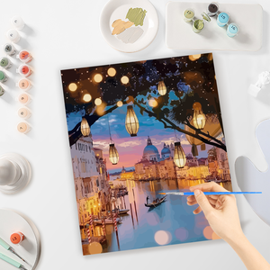 Kit de peinture acrylique Paysage nocturne de Venise, style classique, peinture par numéros pour adultes, 40x50cm, décoration intérieure - Product Image 4