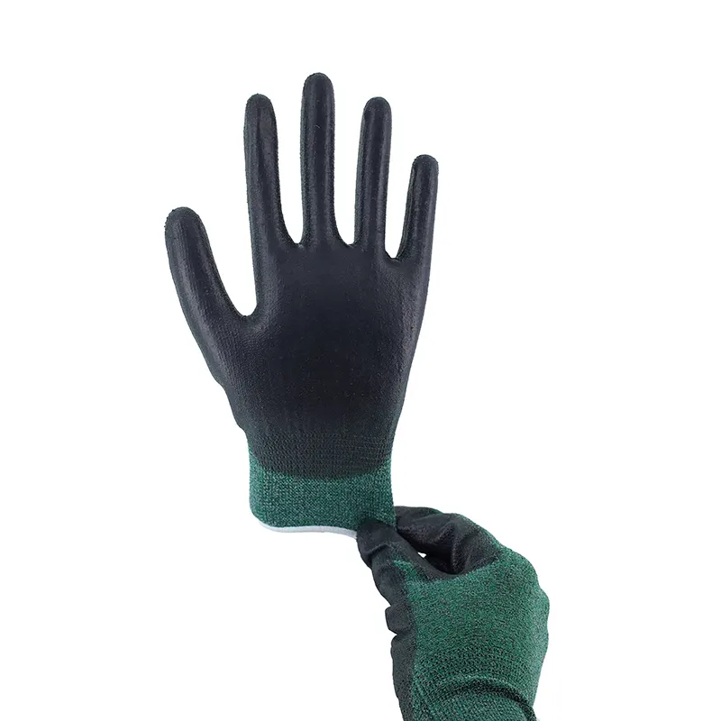 Livello di personalizzazione guanti B-F Nitrile nero-verde Anti-taglio rivestiti costruzione di sicurezza resistente al taglio guanti livello 5