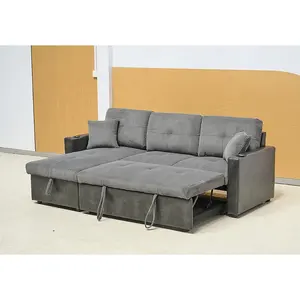 Kain Corduroy dan Sofa tempat tidur ruang tamu lapisan kain kulit sintetis dengan tempat tidur Sofa lipat furnitur Sofa