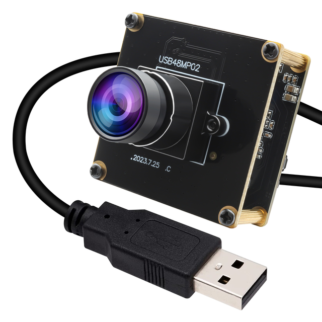 ELP 48MP USB Camera Module 30fps Wide Angle 100Degree No Distortion Lens IMX586 UVC 8K Mini USB Webcam Board for PC Raspberry Pi