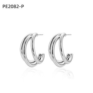 Pendientes de aro Amy Amy Fashion, joyería geométrica plateada para mujer, joyería de fiesta PE2082 - Product Image 1