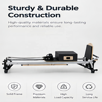 Appareil de Pilates Reformer Commercial pour Entraînement Physique avec Système de Cordes Fluides et Barre de Pieds Réglable pour Studio