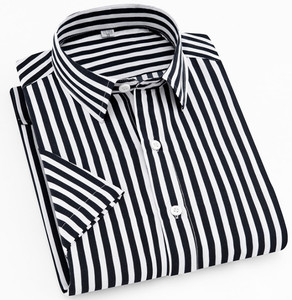 Nieuwe Man Shirt Voor Mannen Professionele Tops Zakelijke Korte Mouw Strepen Heren <span class=keywords><strong>Shirts</strong></span> - Product Image 2