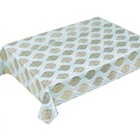 Nappe de table en PVC à motif damassé doré de luxe, imprimé floral médaillon vintage, imperméable et anti-taches, en plastique