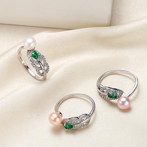 Anillos de Pluma al por Mayor, Joyería de Perlas de Zhuji, Joyería de Aleación de Cobre, Anillos de Perlas de Agua Dulce con Baño de Oro de 18K para Mujer - Product Image 3