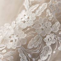 Applique brodée en dentelle perlée et sequin, motif rose 3D ivoire, pour robe de mariée, corsage, voile et robe de soirée