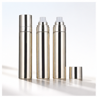 Flacon pulvérisateur cylindrique en PET de 15 ml/0,15 oz avec logo personnalisé, finition dorée électrolytique, vide, pour cosmétiques et toniques, vente en gros