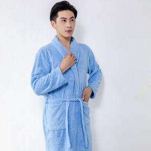 Camisones de felpa gruesa para mujer, ropa de noche de longitud completa para parejas, albornoz Extra largo de lana Coral a cuadros, novedad de invierno - Product Image 5