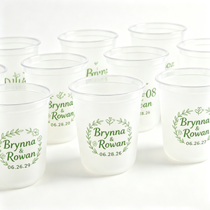 Vasos de Plástico PP Reutilizables Personalizados con Logotipo Impreso, para Recuerdos de Boda, de 9oz, 12oz y 16oz, con Acabado Esmerilado, para Aniversarios - Product Image 1
