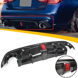 Newly Listed Car Rear Spoiler ABS Carbon Fiber With Brake Light Rear Diffuser Bumper Lip For Infiniti Q50 2014 2015 2016 2017