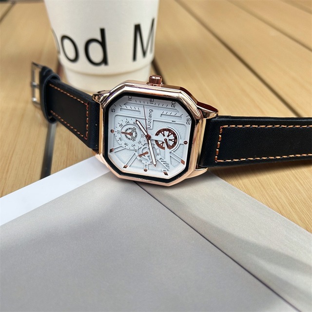 E-04029-Square Men's Large Dial, Mechanical, Business Belt, Minimalist Men's Watch, High-end, High School Trend
