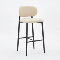 Sgabello da Bar Moderno all'Ingrosso, Sedia da Bar in Tessuto Beige con Schienale e Gambe in Metallo per Ristoranti e Cucine