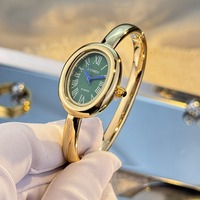 Ensemble de 2 montres-bracelets dorées pour femmes, cadran ovale avec chiffres romains, montre à quartz élégante et raffinée pour femmes PRO20