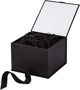 büyük hediye kutusu kare Suppliers-Siyah lüks Hallmark büyük noel çikolata karton kare noel arifesi festivali özel boş ambalaj hediye kutusu düğün için