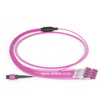 16 brins 16 fibres centre de données OM4 connecteur de câble de sortie multi-mode MPO femelle vers cordon de raccordement à fibre optique LC