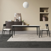 Table à manger rectangulaire moderne minimaliste en bois massif de frêne blanc de style chinois avec plateau en pierre et ensemble de chaises pour petit appartement