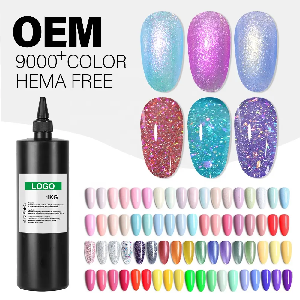 ขายส่งเม็ดสีสูง 9000 สีเล็บผู้ผลิตเจลเล็บชุด 15ml ฉลากส่วนตัวคุณภาพสูง UV เจล