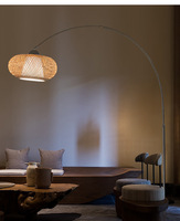 Lampe sur pied LED E27 moderne et minimaliste de style nordique avec structure en fer et abat-jour en bois pour chambre et salon de villa