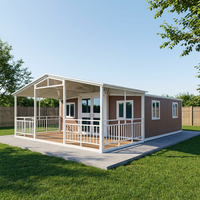 Maison conteneur extensible à double aile de 40 pieds, grand espace, préfabriquée et pliable, avec salle de bain intégrée