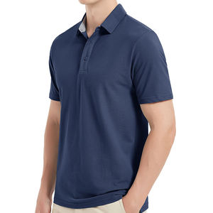 Logo brodé personnalisé top tendance tricoté ODM 100% coton hommes Golf affaires couleur unie pour chemises - Product Image 4