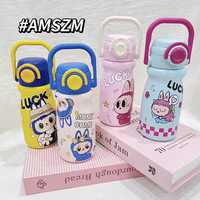 Personnalisable 500ml nouveau dessin animé mignon Bulabubuu étudiant enfants Portable extérieur en acier inoxydable paille bouteille d'eau tasse