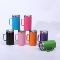 Mug isotherme à double paroi en acier inoxydable 304 avec poignée, revêtement poudré, portable, pour usage au bureau, design moderne et minimaliste