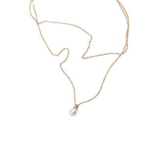 שרשרת סוודר אופנה מצופה זהב 18 קארט שרשראות מים מתוקים שרשרת זהב - Product Image 2