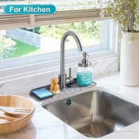 Tapis de drainage en silicone pour robinet et évier, avec poignée et bac anti-gouttes, pour cuisine et salle de bain