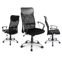 Chaise de bureau exécutive à dossier haut au design contemporain en tissu maillé noir avec base en métal chromé