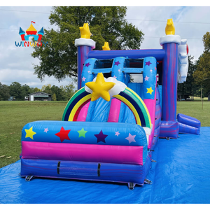 Winway Maison gonflable en PVC sur le thème de la licorne et des étoiles avec toboggan | Design coloré d'étoiles et d'arc-en-ciel Capacité de 500kg - Product Image 4