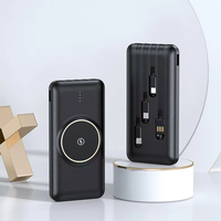 Batterie externe personnalisée avec logo, charge sans fil, 10000 mAh, chargeur portable, chargeur sans fil pour téléphone portable avec quatre câbles