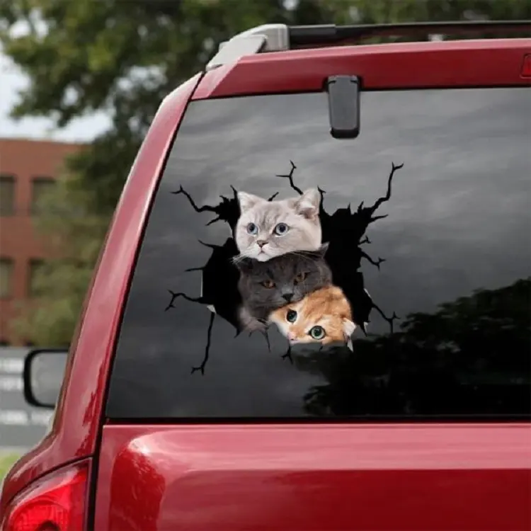 車のステッカーかわいい反射3D面白い漫画猫の目自動落書きアートカーデカール