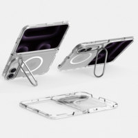 Coque de téléphone transparente magnétique 2026 avec support métallique pour iPhone 18 DUO, anti-chute, rabattable gauche-droite, antichoc, pour iPhone 18