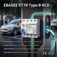 Interruptor de Circuito Diferencial EBASEE Tipo B 40A/63A/100A 30mA 4 Polos CC 6mA para Cargador de Vehículos Eléctricos