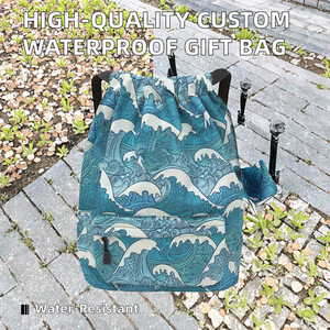High Quality Customized Printed Waterproof <b>Drawstring</b> <b>Backpack</b> Bag Polyester Multipurpose Reusable Gift Bag Stylish Fashion - Product Image 2