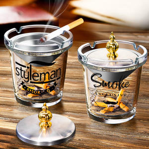 Cendrier Styleman avec couvercle, cendrier de bureau rond en métal, design moderne pour la maison et le bureau - Product Image 1