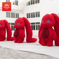 Mascotte gonflable géante publicitaire personnalisée 360° en forme de lapin en tissu pelucheux long, en tissu Oxford de haute qualité, intégrée