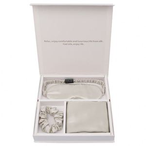 100% Mulberry Silk <b>Gift</b> Set Customized Butterfly Embroidery Eye Mask Hair Tie Pillowcase Travel <b>Gift</b> Box-for Weddings - Product Image 3
