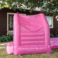 Château gonflable rose YiBei pour enfants, mini château en PVC 3x3m, taille personnalisée, intérieur/extérieur, capacité 300kg, plus de 5 passagers