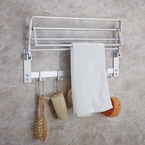 Huafa nhôm phòng tắm <span class=keywords><strong>24</strong></span> inch có thể gập lại khăn kệ linh hoạt khăn Rack với Hook - Product Image 2