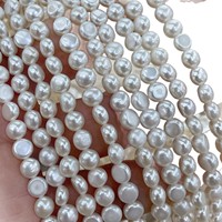 Perles de culture d'eau douce naturelles blanches en gros, haute brillance, bouton 6-7mm, en vrac pour la fabrication de bijoux DIY