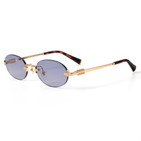 Lunettes de soleil tendance pour femmes, style européen et américain, protection UV400, monture métallique ovale, luxe léger, tendance pour les filles