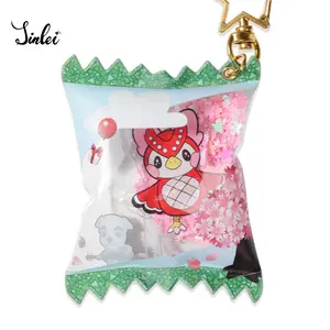 Jinlei acrylic charm acrylic candy keychain printing plastic transparent acrylic candy pendant inflatable charms as gift