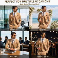 Ensemble de costume de luxe universel 5 pièces pour homme, design classique, coupe ajustée, tenue formelle pour le marié, ensemble complet pour toutes les occasions