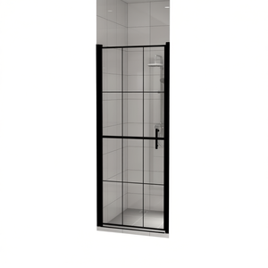 <b>Black</b> Tempered Glass Shower Door 31.9x76.8 In Sliding With <b>Frame</b> Minimalist Design - Product Image 1